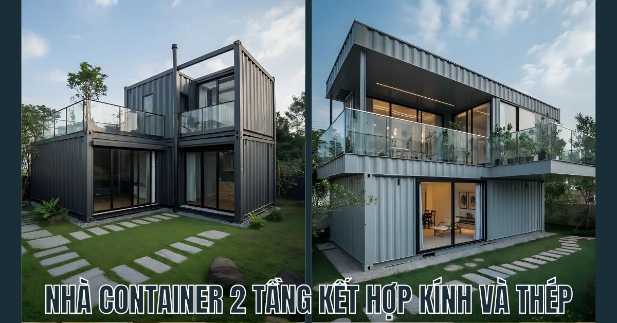 Top 15 Mẫu Nhà Container Đẹp Nhất 2025 - Thiết Kế Hiện Đại Nha container 2 tang ket hop kinh va thep