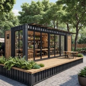 container cafe 20 feet phong cach hien dai moc mac