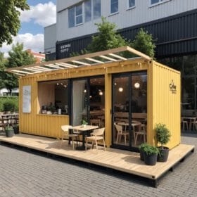 container cafe 20feet phong cach Scandinavian