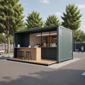 Container cafe phong cách tối giản