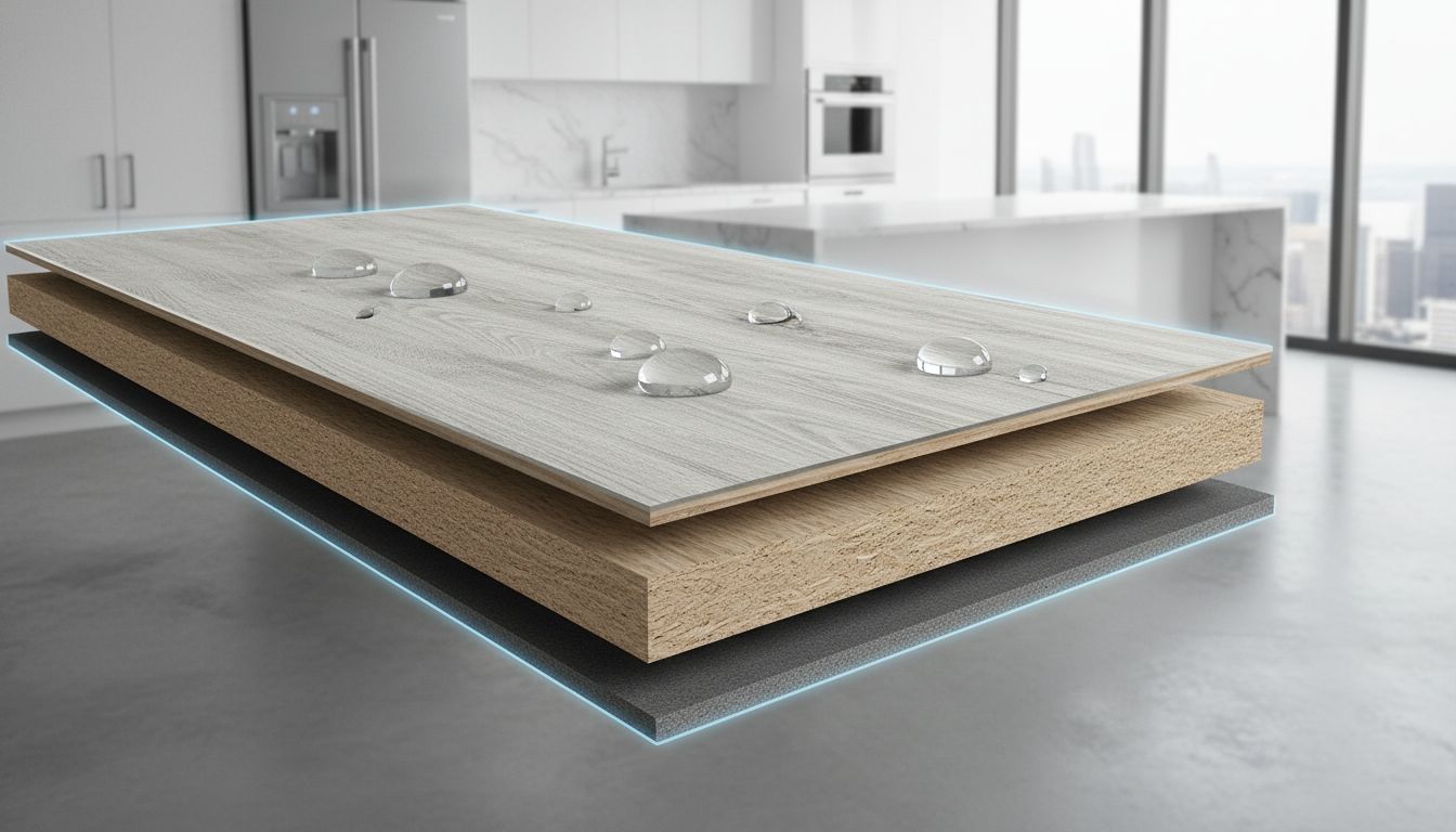 5 Tiêu Chí Lựa Chọn Sàn Gỗ Công Nghiệp Cho Văn Phòng Hiện Đại Chuẩn Nhất Khả năng chịu nước và chống ẩm - Yếu tố then chốt khi chọn sàn gỗ công nghiệp cho văn phòng