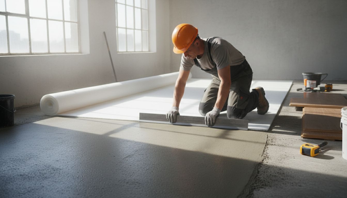 Hướng Dẫn Chi Tiết Quy Trình Thi Công Sàn Gỗ Công Nghiệp Chuẩn Kỹ Thuật Từ A-Z Kiểm tra và xử lý bề mặt sàn trong quy trình thi công sàn gỗ