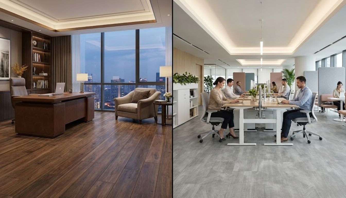 So Sánh Sàn Gỗ vs Sàn Nhựa vs Thảm Trải Giải Pháp Nào Cho Văn Phòng Hiện Đại? Phân tích ưu nhược điểm: So sánh sàn gỗ vs sàn nhựa cho văn phòng