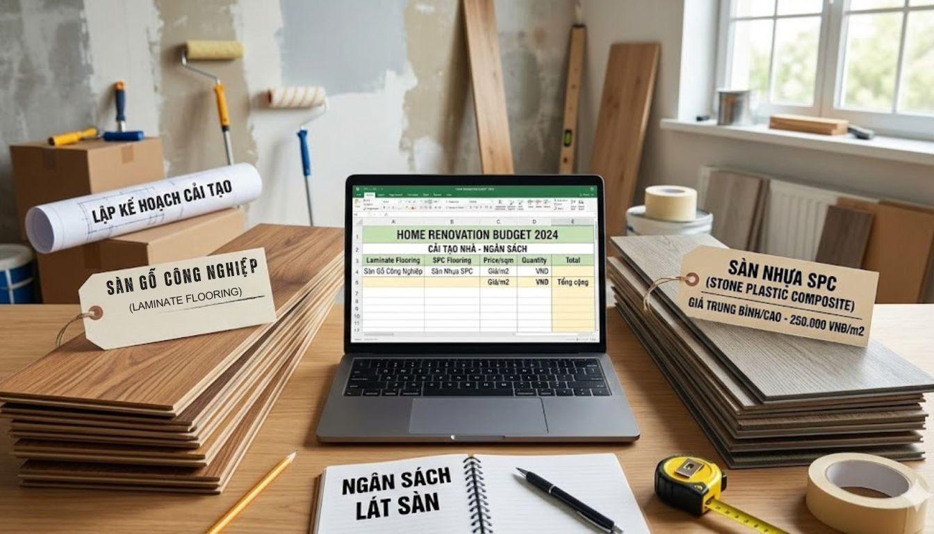 So sánh sàn gỗ công nghiệp với sàn nhựa SPC - Lựa chọn nào tối ưu cho ngôi nhà hiện đại? So sánh giá thành và chi phí thi công sàn gỗ công nghiệp với sàn nhựa SPC